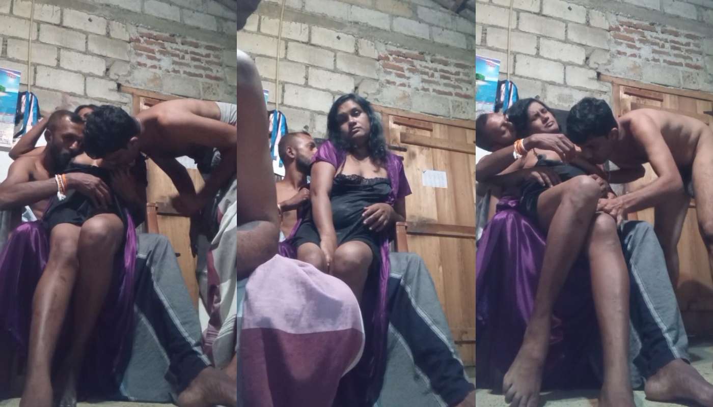 Village Lankan Wife Husband with a Friend Threesome Sex